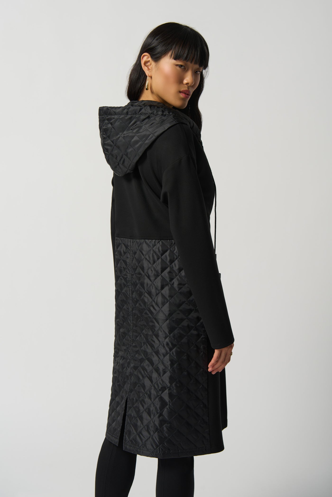Quilted Hooded Long Jacket