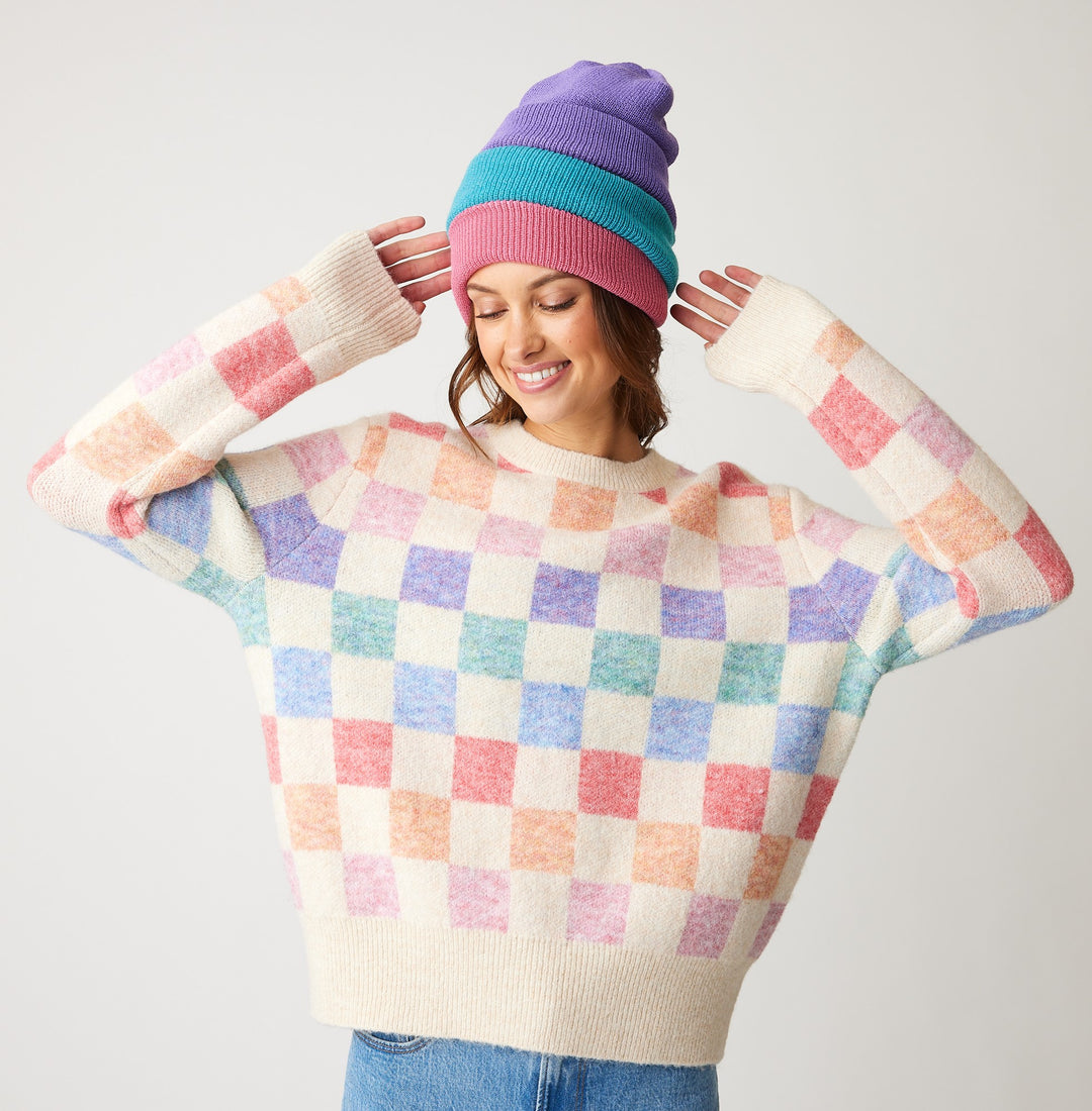 Rainbow Multi Liliana Checker Sweater