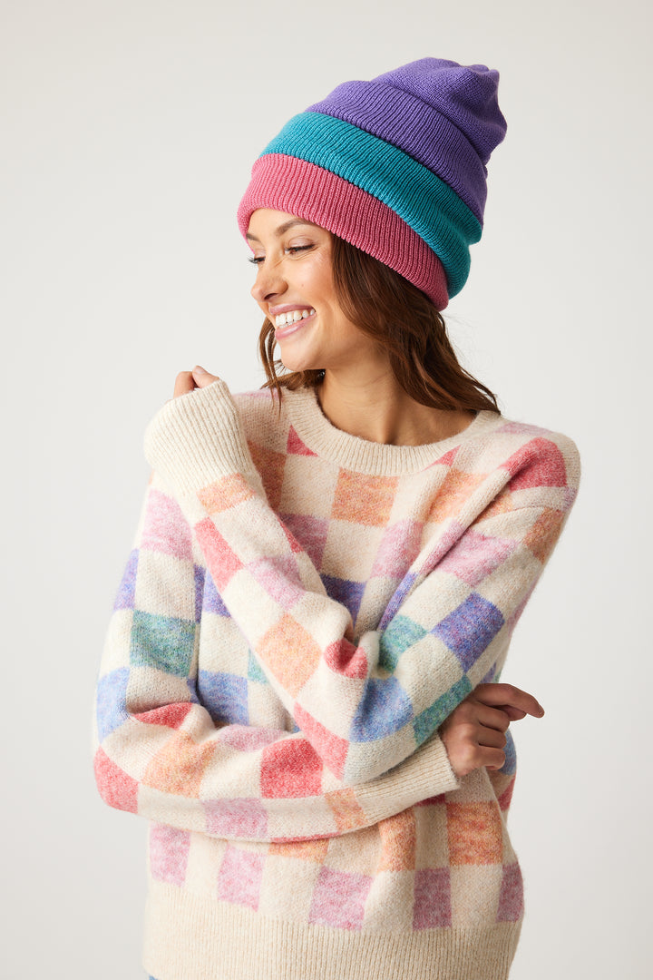 Rainbow Multi Liliana Checker Sweater