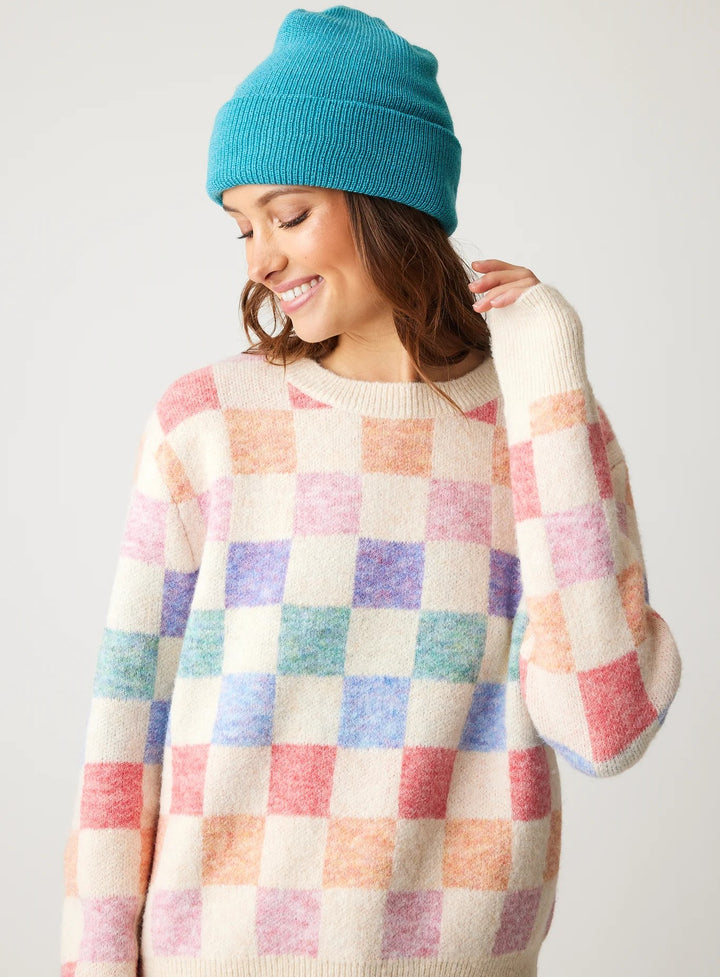 Rainbow Multi Liliana Checker Sweater