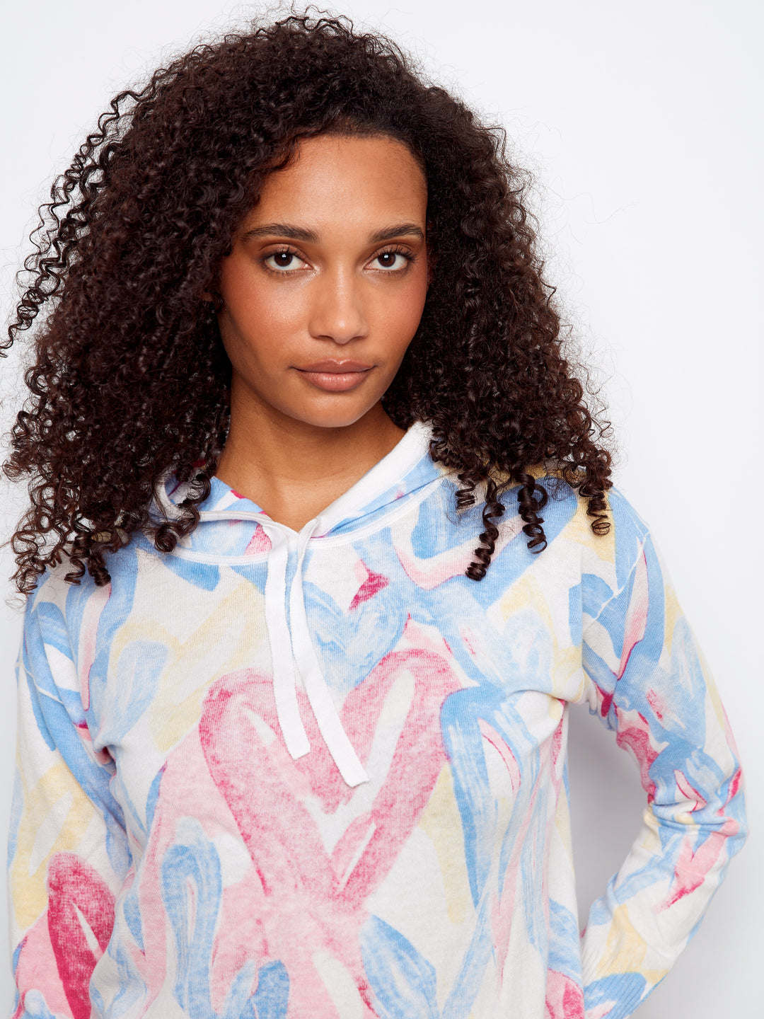 Rainbow Reverse Heart Print Hooded Sweater