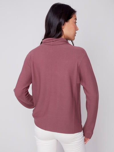 Raspberry Funnel Neck Sweater