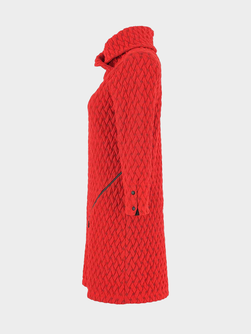 Red Zip Detail Jacquard Knit Dress
