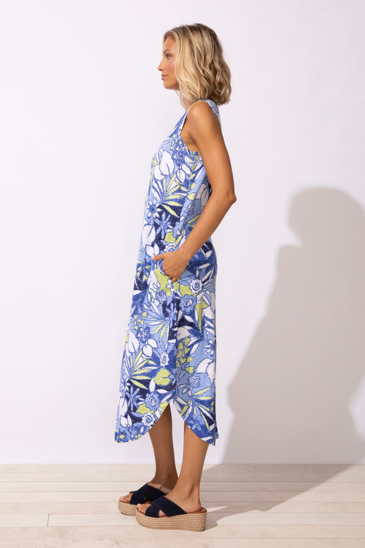 Resort Fiji Floral Sleeveless Seamed Dress