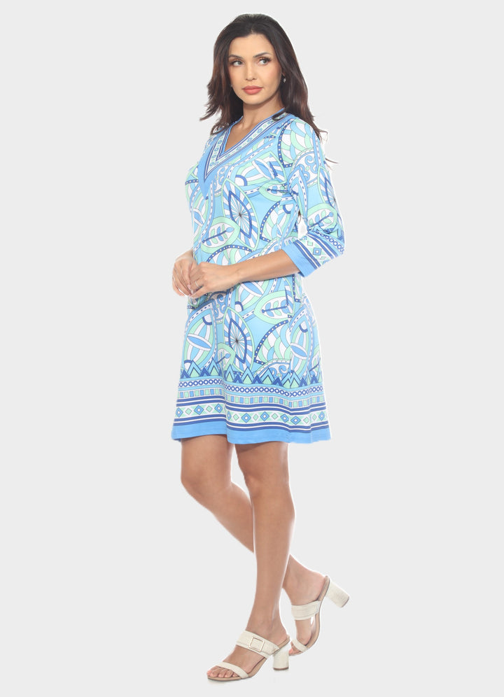 Retro Chic Border Print Dress