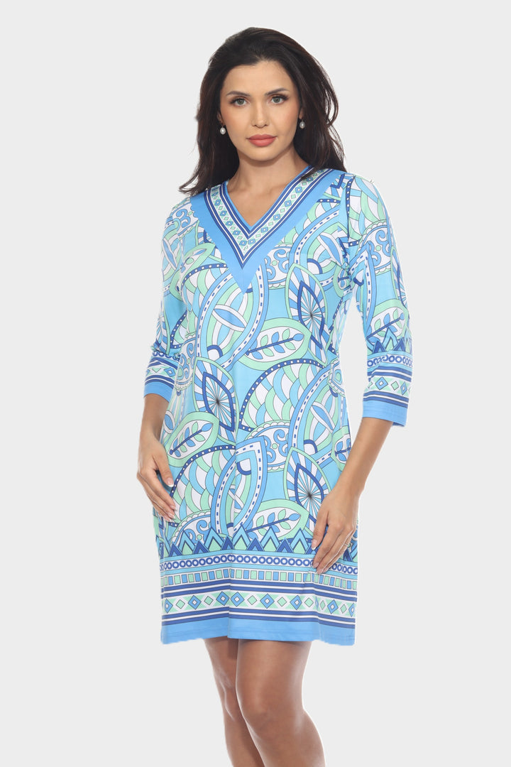 Retro Chic Border Print Dress