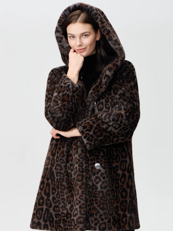Reversible Animal Print Faux Fur Coat