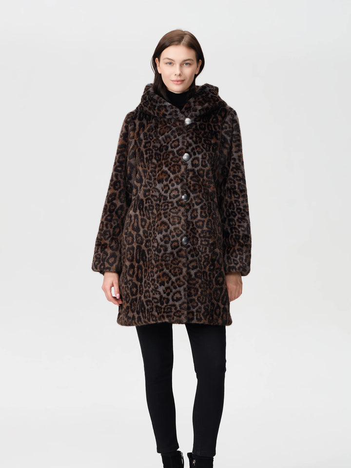 Reversible Animal Print Faux Fur Coat
