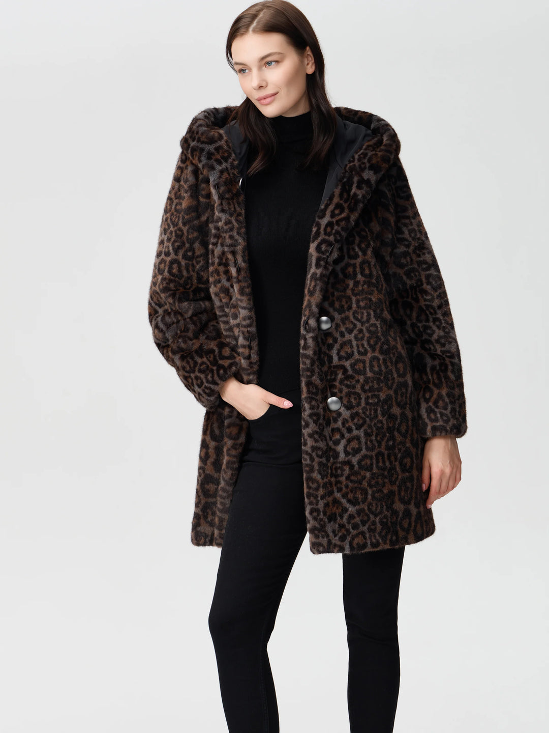 Reversible Animal Print Faux Fur Coat