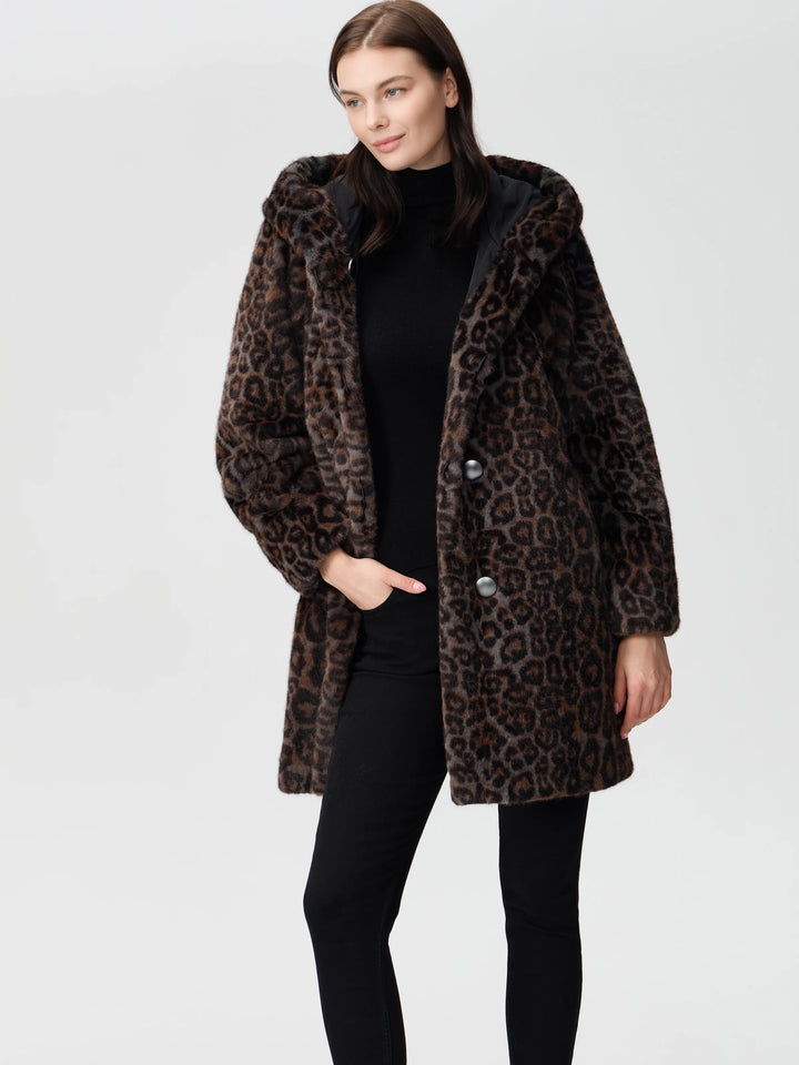 Reversible Animal Print Faux Fur Coat