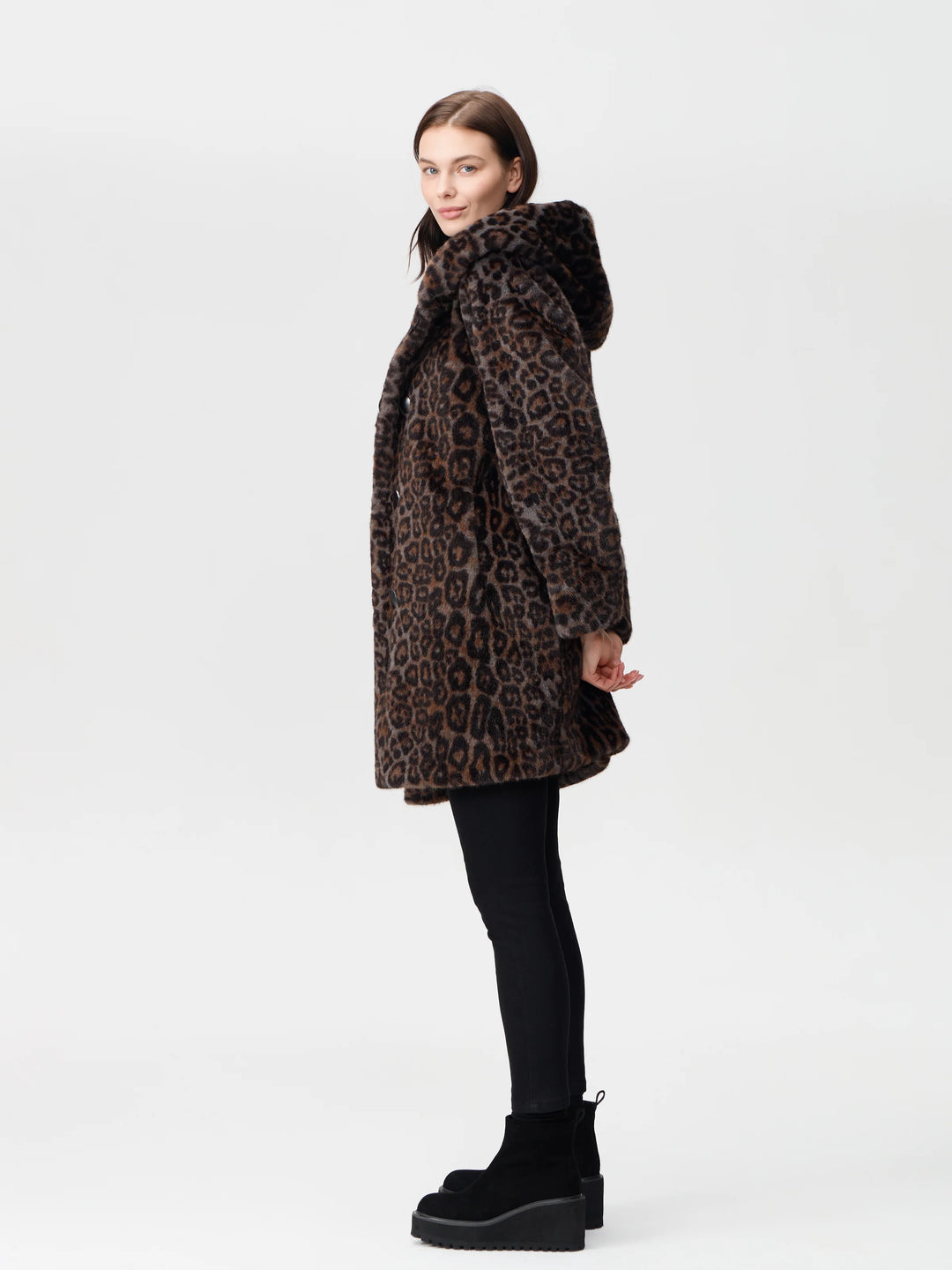 Reversible Animal Print Faux Fur Coat