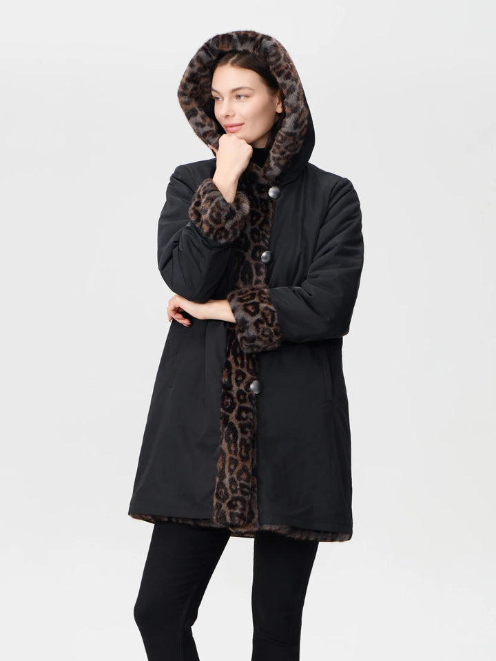 Reversible Animal Print Faux Fur Coat