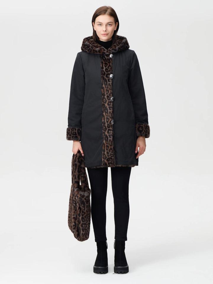 Reversible Animal Print Faux Fur Coat