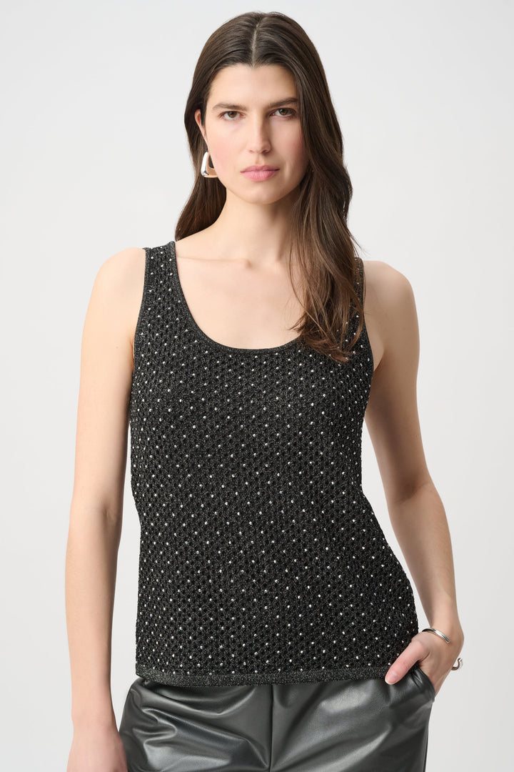 Rhinestone Open-Stitch Top