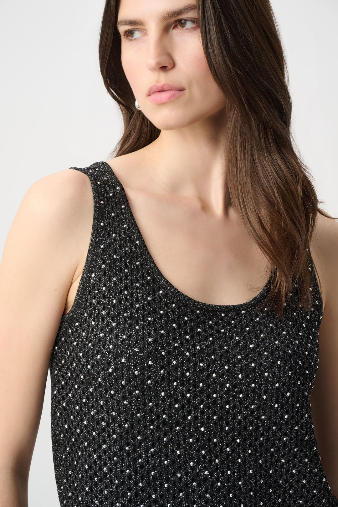 Rhinestone Open-Stitch Top