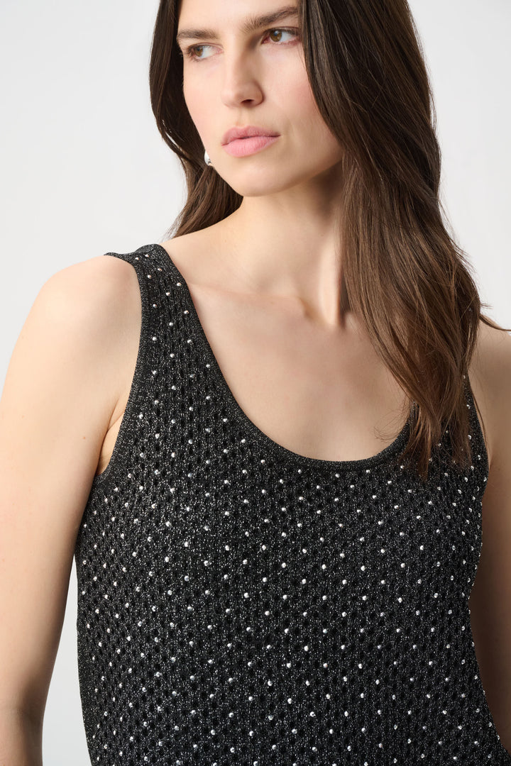 Rhinestone Open-Stitch Top