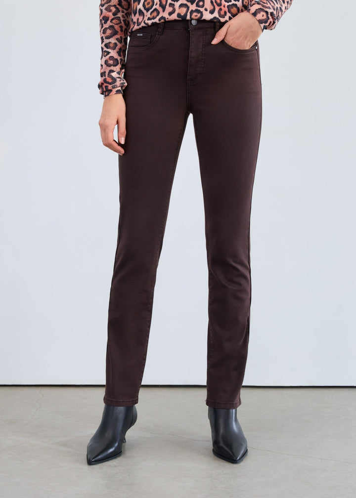 Petite Rich Brown Suzanne Straight Leg Jean