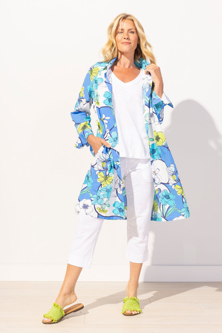 Riviera Coastal Cotton Floral Tunic Dress