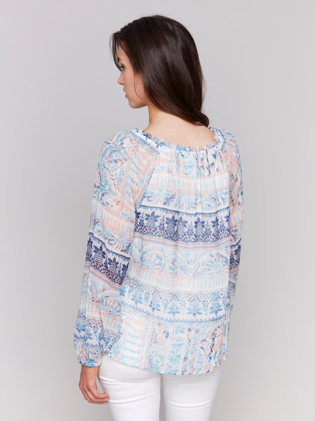 Roots Print Chiffon Blouse