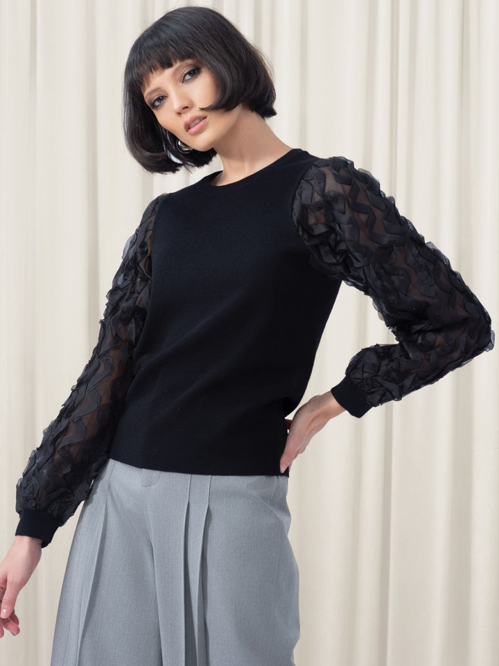 Ruffle Sleeve Fancy Sweater