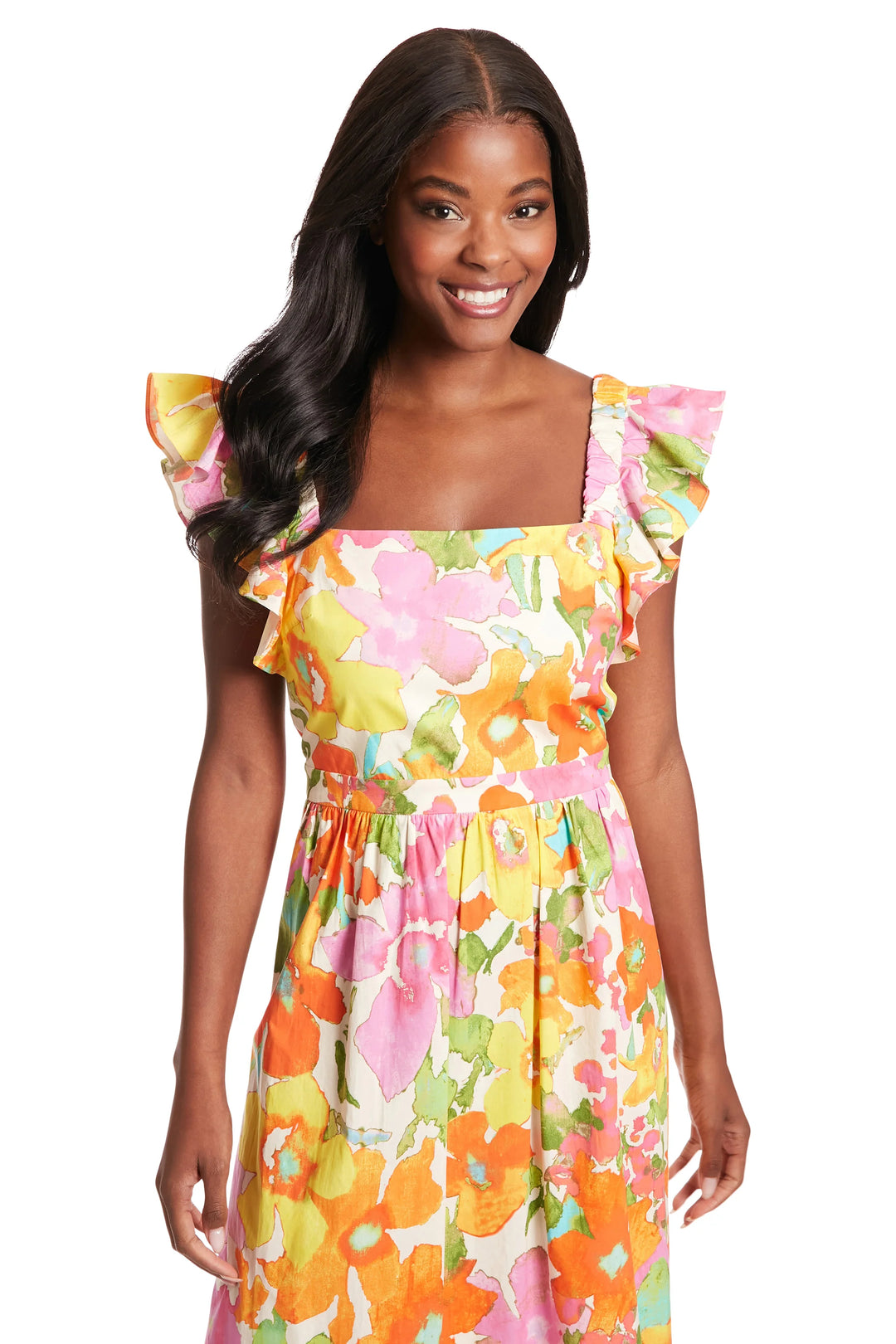 Ruffle Sleeve Floral Maxi Dress