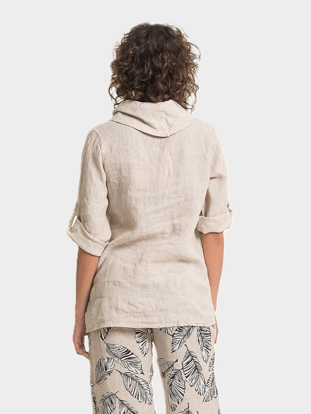 Sabia Draped Cowl Side Ruched Linen Top