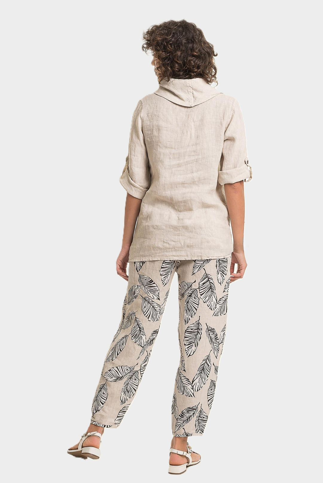 Sabia Draped Cowl Side Ruched Linen Top
