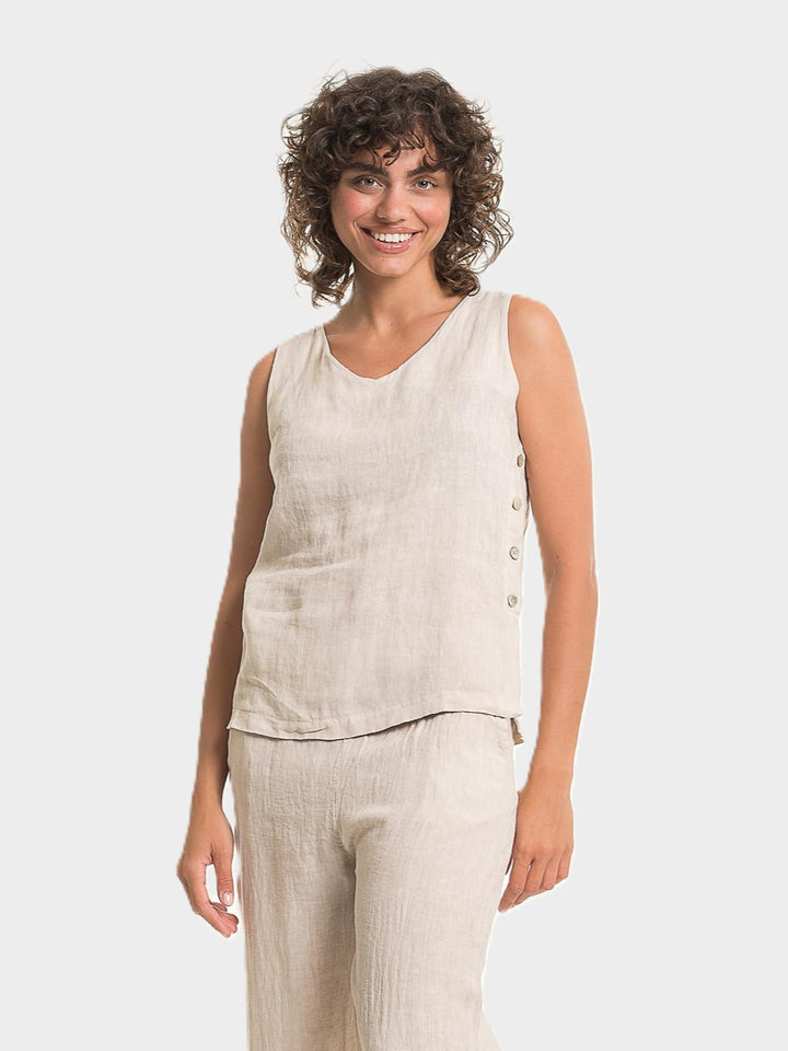Sabia Side Button Linen Top