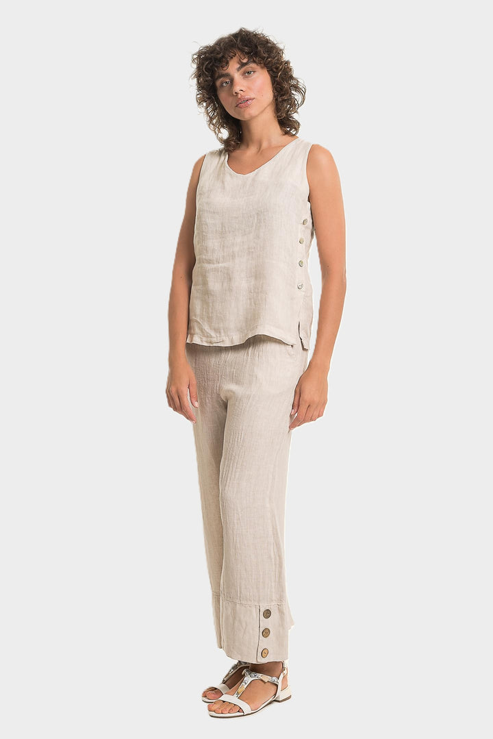 Sabia Side Button Linen Top