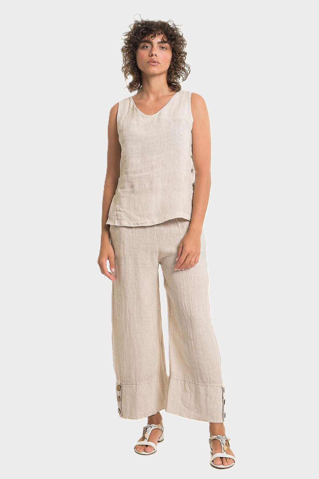 Sabia Side Button Linen Top
