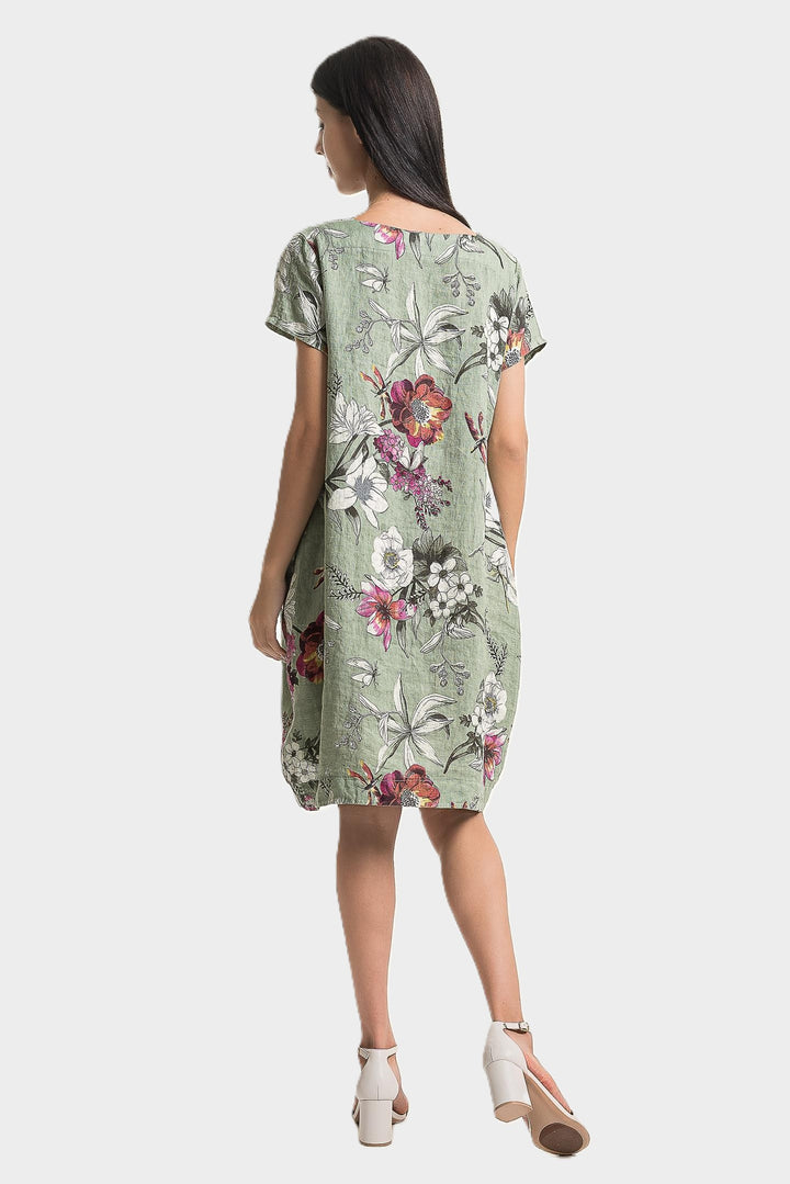 Sage Floral Print Side Pocket Dress