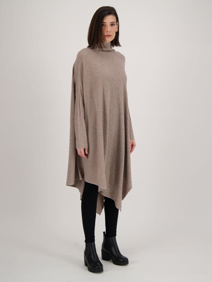 Sand Asymmetrical Swing Sweater Dress