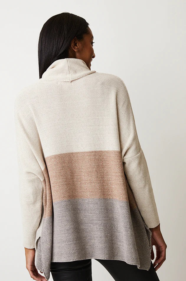 Sandstone and Grey Bailee Poncho Sweater