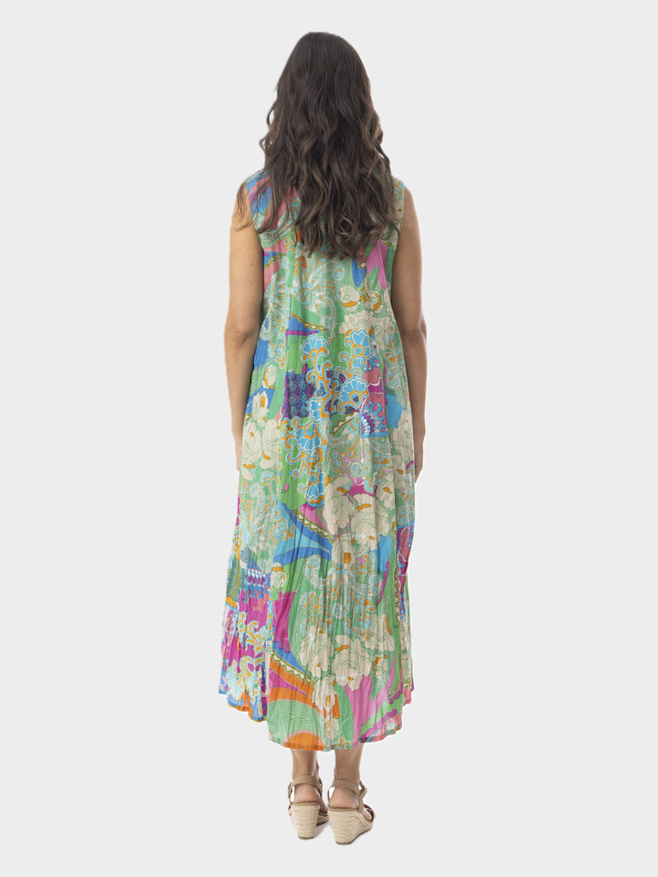 Santa Cruz V-Neck Sleeveless Crinkle Dress