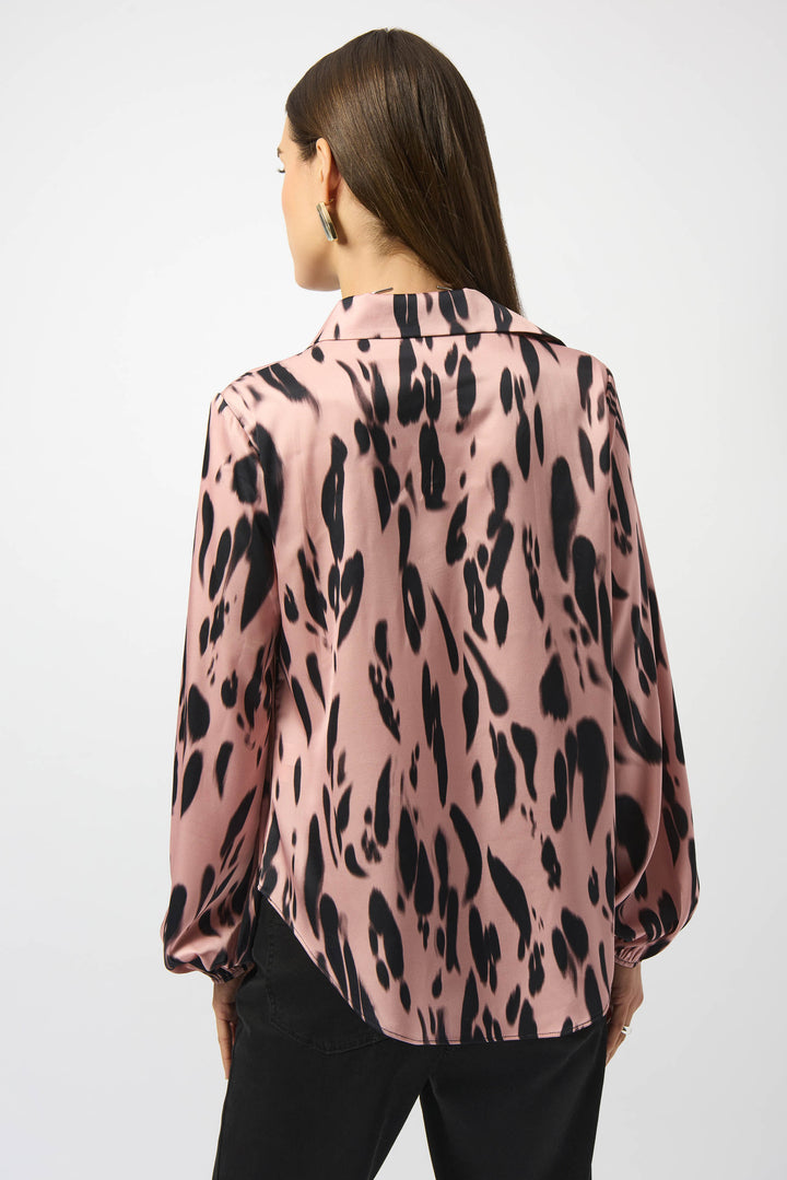 Satin Animal Print Draped Front Top