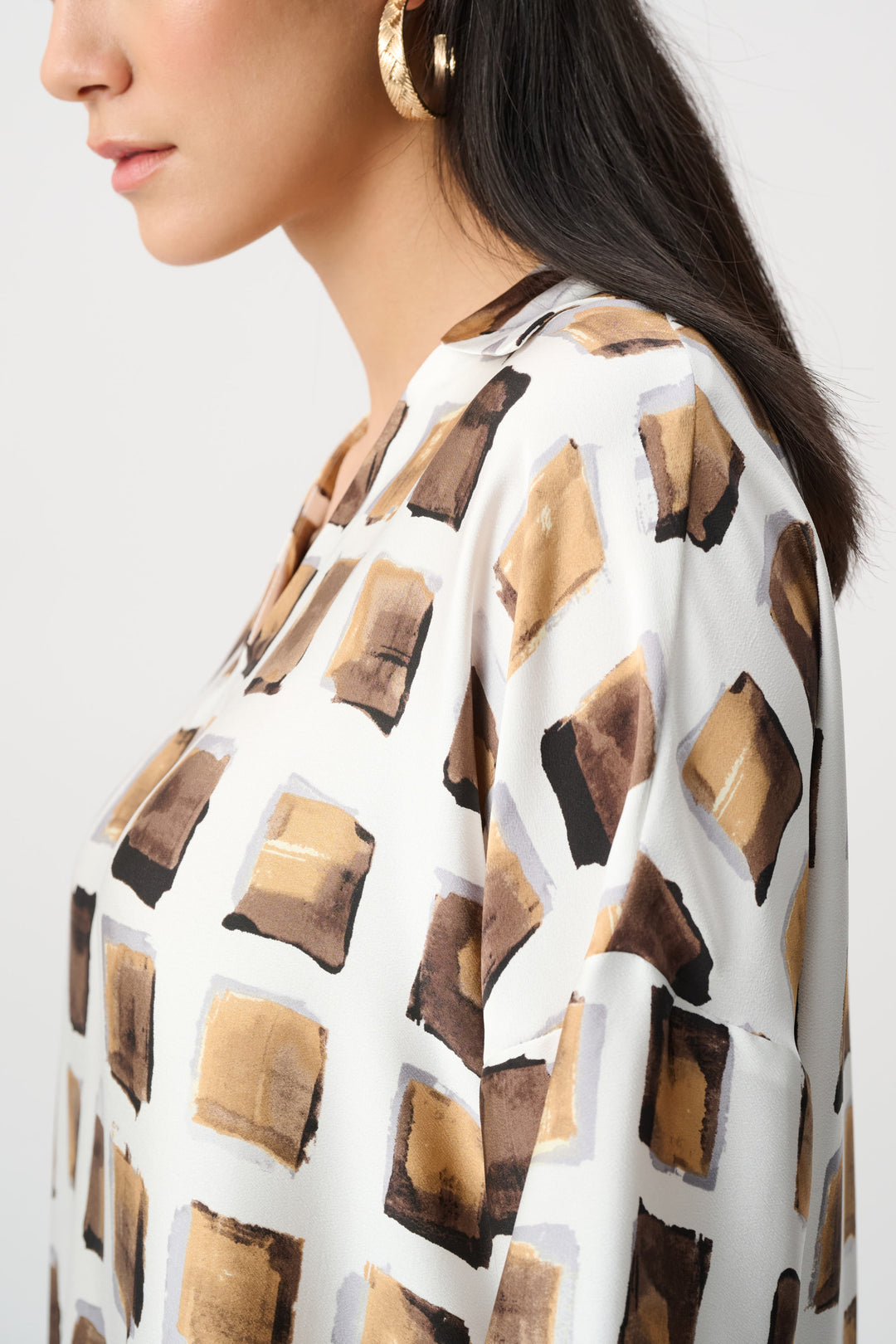 Satin Geometric Print Boxy Top