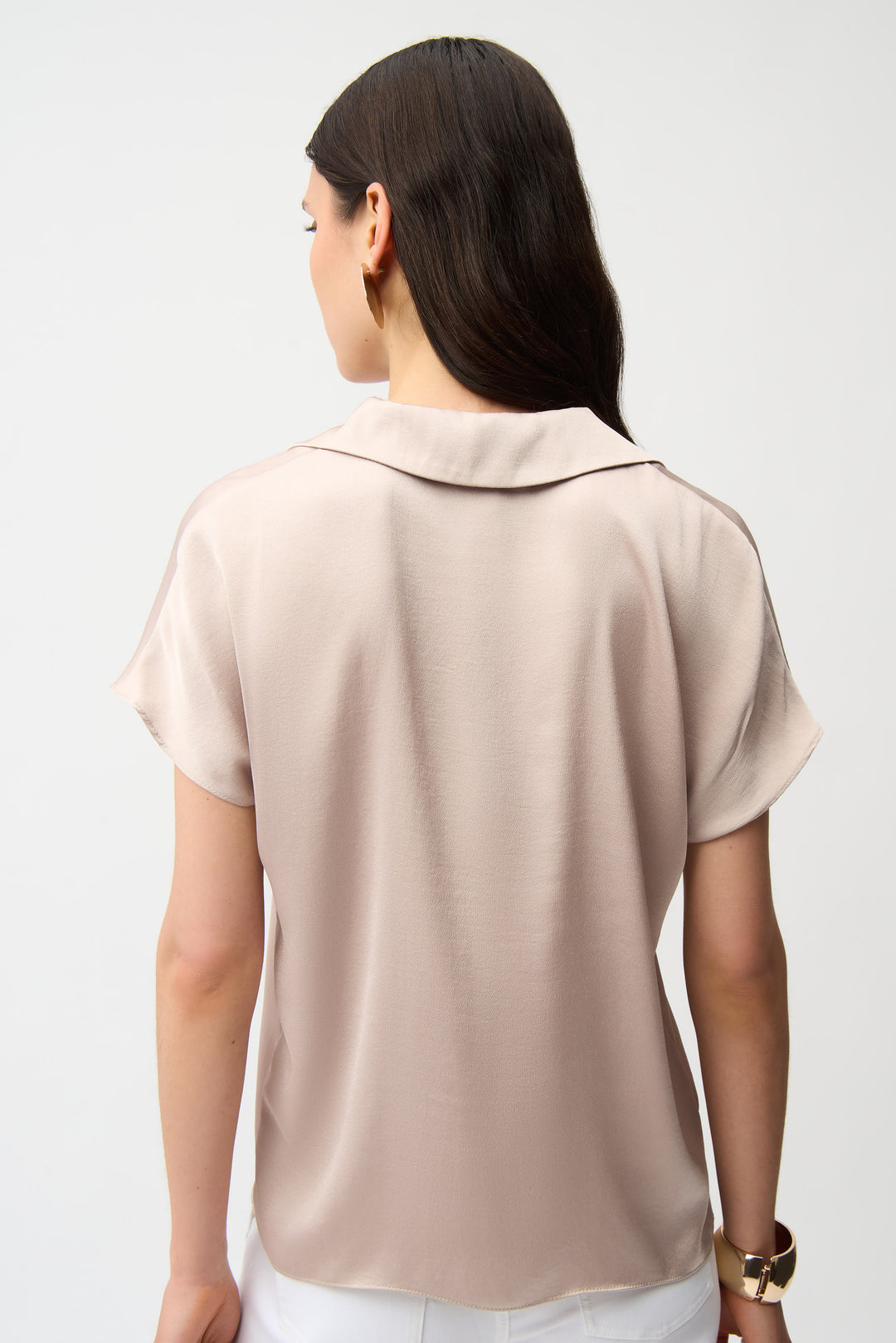 Satin Parchment Front Pleat Boxy Top