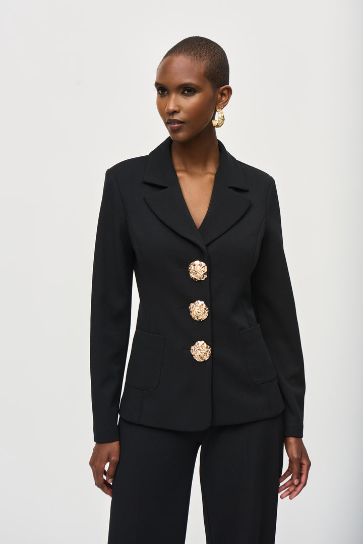 Scuba Crepe Fitted Blazer with Statement Buttons