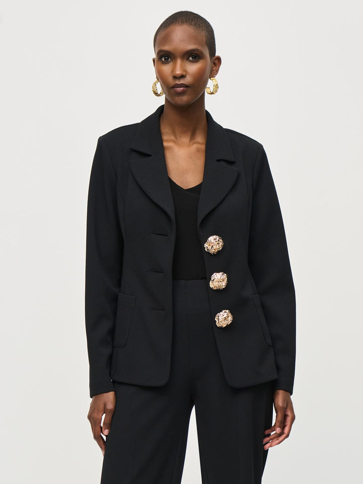 Scuba Crepe Fitted Blazer with Statement Buttons