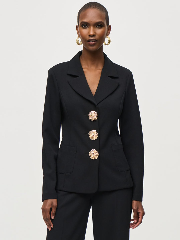 Scuba Crepe Fitted Blazer with Statement Buttons