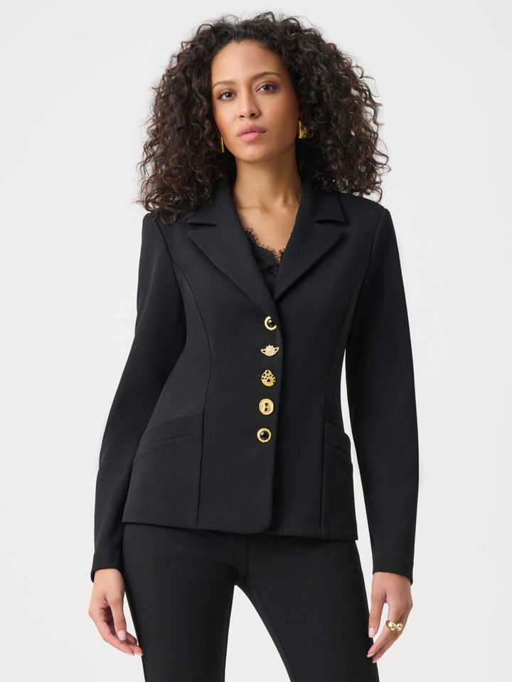 Scuba Crepe Fitted Blazer with Statement Buttons