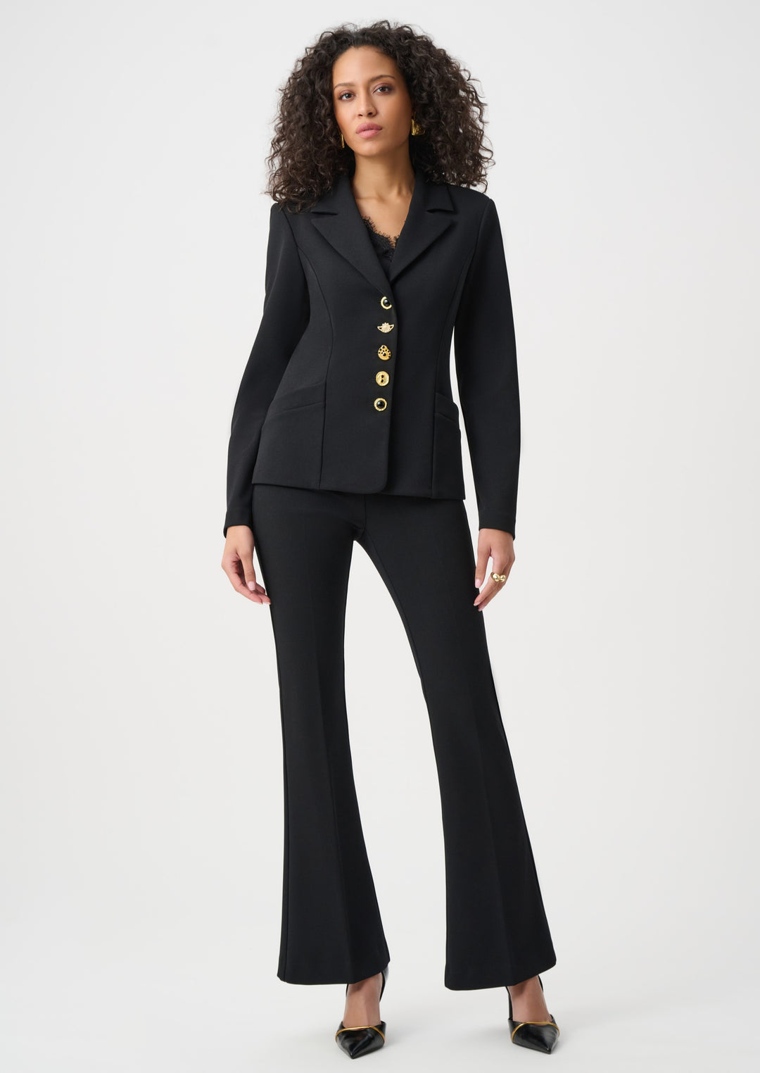 Scuba Crepe Fitted Blazer with Statement Buttons