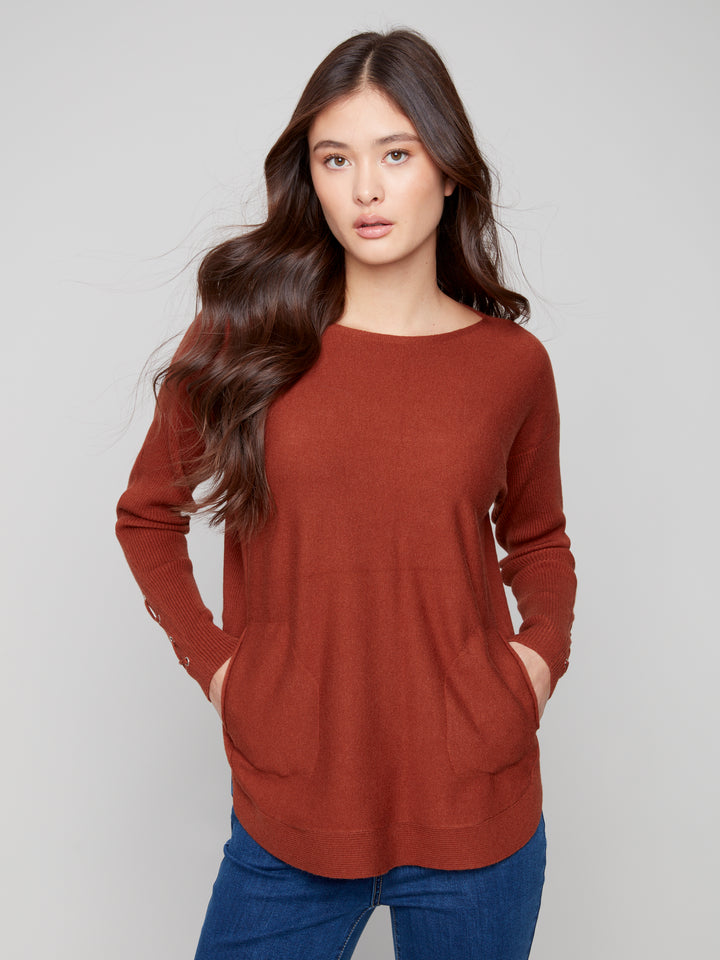 Sepia Lace-up Cuff Sweater