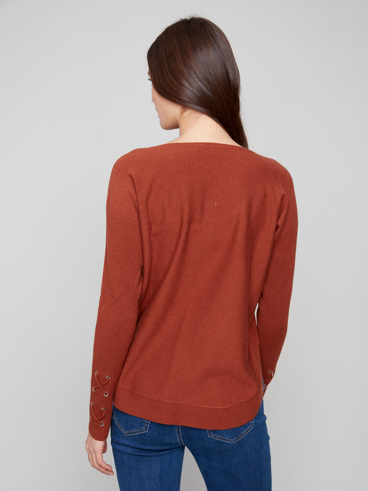Sepia Lace-up Cuff Sweater
