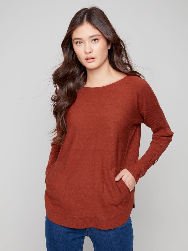 Sepia Lace-up Cuff Sweater
