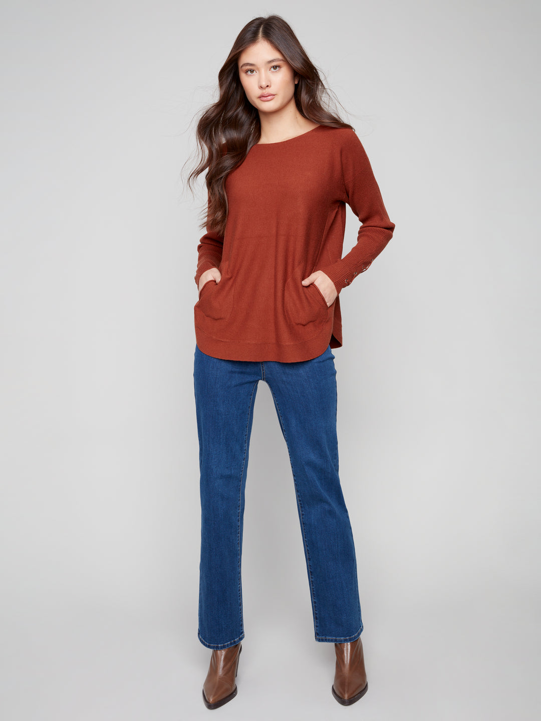 Sepia Lace-up Cuff Sweater