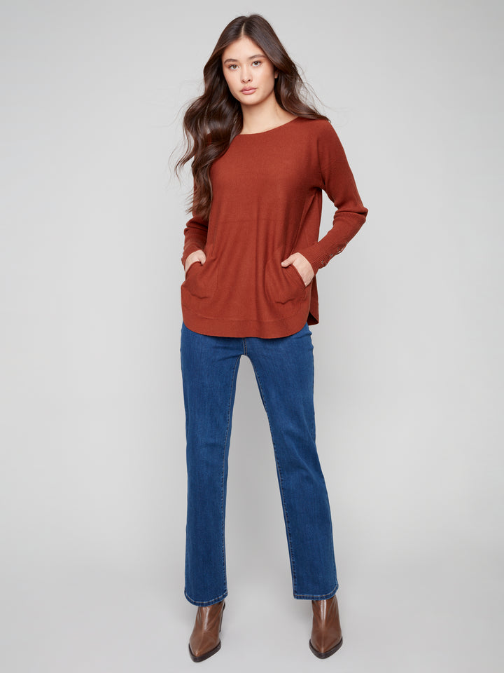 Sepia Lace-up Cuff Sweater