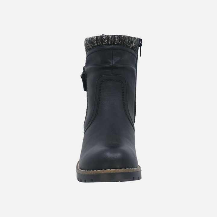 Serena Black Side Zip Boot With Buckle