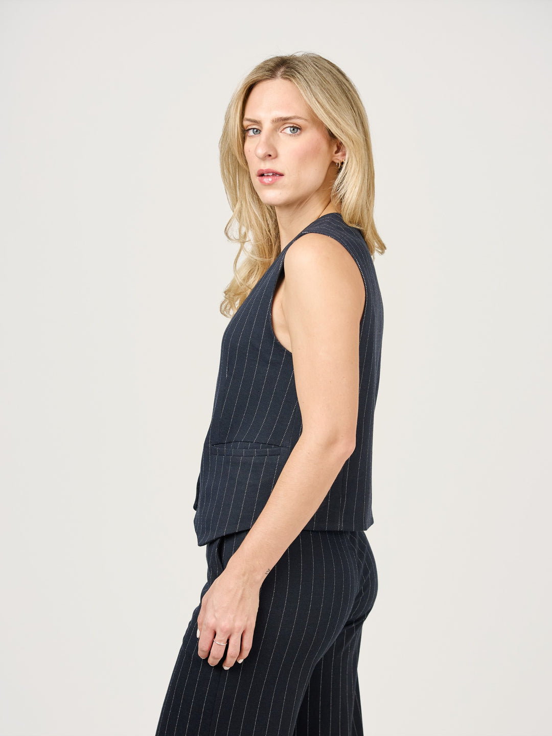 Serenity Navy Pinstripe Vest