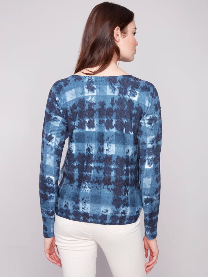 Shadow Print Side Button Sweater